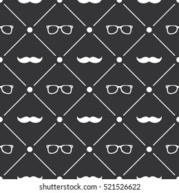 Seamless pattern background with moustache and glasses