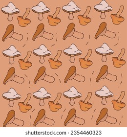Seamless pattern background with mushroom icons Vector