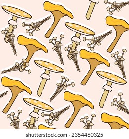 Seamless pattern background with mushroom icons Vector