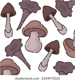 Seamless pattern background with mushroom icons Vector
