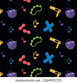 Seamless pattern background with musical instruments Vector