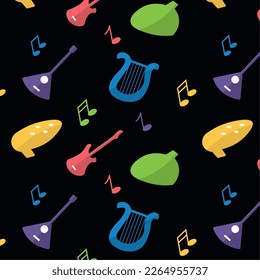 Seamless pattern background with musical instruments Vector