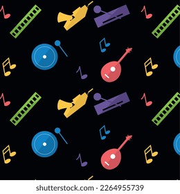 Seamless pattern background with musical instruments Vector