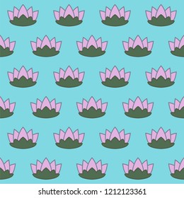 Seamless pattern background with nenuphars, colorful illustration