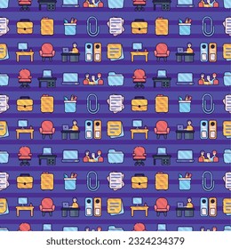 Seamless pattern background with office icons Vector illustration