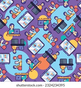 Fondo de patrón sin problemas con iconos de oficina Ilustración vectorial