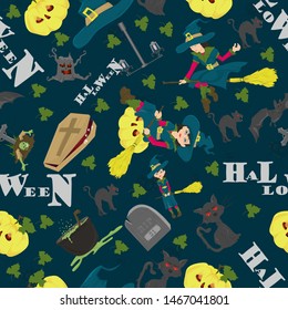 seamless pattern background on the theme of Halloween vector EPS 10