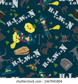 seamless pattern background on the theme of Halloween vector EPS 10
