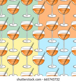 Seamless pattern background of orange cocktail. Vector illustration.