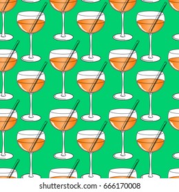 Seamless pattern background of orange cocktail. Vector illustration.