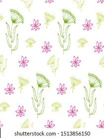 Seamless pattern and background for packaging organic, healthy and vegan foods. Floral vector pattern