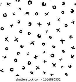 Seamless pattern. Background with painted circles. Vector texture. Brush drawn - rough, artistic edges. Vector illustration.