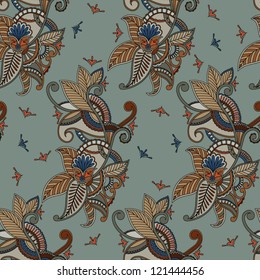 Seamless pattern background. Paisley design. Color
