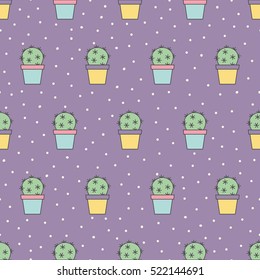 Seamless pattern background with pastel cactus design