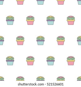 Seamless pattern background with pastel succulents