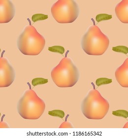 Seamless pattern background with pears, colorful illustration