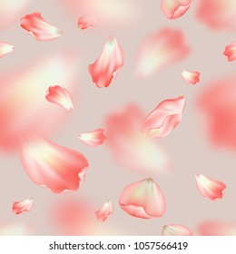 Seamless pattern background with petals of rose. Can be used for wallpaper, pattern fills, web page background, surface textures. Vector illustration.