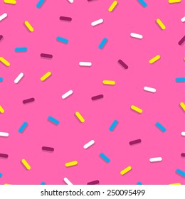 Fondo de diseño transparente con cristal rosado de donut y dulces coloridos