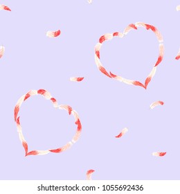 Seamless pattern, background. with pink flamingo feathers on a soft ultra violet background. Stock vector illustration.