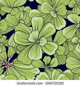 Seamless pattern, background with Pistia plant. Botanical illustration style. Stock vector illustration.