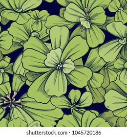 Seamless pattern, background with Pistia plant. Botanical illustration style. Stock vector illustration.