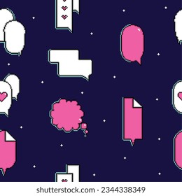 Seamless pattern background with pixelated comic speech bubble chats Vector illustration