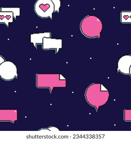 Seamless pattern background with pixelated comic speech bubble chats Vector illustration