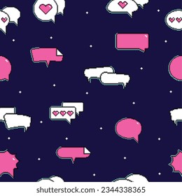 Seamless pattern background with pixelated comic speech bubble chats Vector illustration