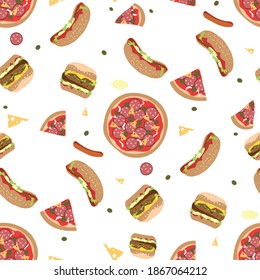 
pizza de fondo sin soldadura hamburguesa sándwich de hamburguesa perro caliente salchicha de aceite de tomate