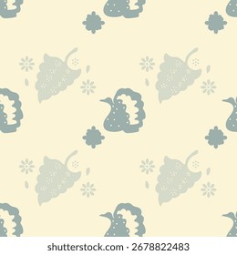 Fondo de patrón sin fisuras con tema de plantas y flores