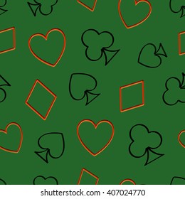 Seamless pattern background with playing cards suit. Vector illustration.