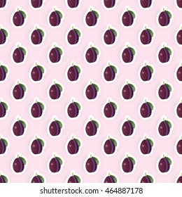 Seamless pattern background with plum fruit illustration. Plum fruit seamless pattern. Seamless background for packaging design of plum fruit products or pear taste.