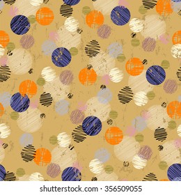 seamless pattern background, polka dots, with strokes and splashes, retro style