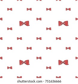Seamless pattern background with red bow-tie. Vector backdrop for holiday decorating greeting cards for wedding, bridal, birthday, Valentine's day, new year, Christmas.