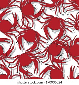 Seamless pattern background with red crabs