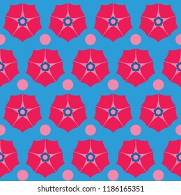 Seamless pattern background with red flowers, colorful illustration