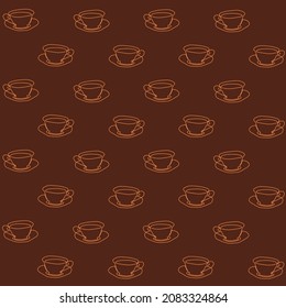 Seamless pattern background with repeating cup of coffee illustration. Trendy and simple vector illustration for printed fabric, fashion, cover, design, wallpaper, layout, background.