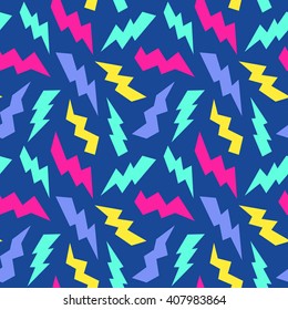 Seamless Pattern background in retro 80s geometric style for fabric print, paper print and website backdrop, vector illustration.