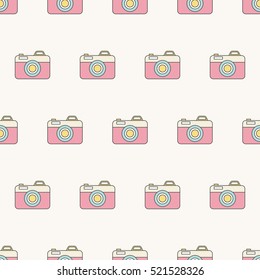 Seamless pattern background with retro camera in pastel colors