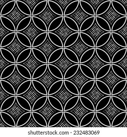 seamless pattern background, retro/vintage style, with circles and strokes, black and white