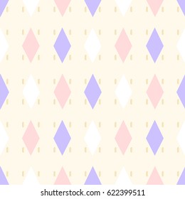 Seamless pattern. Background with rhombuses of pastel tones, simple design, background for postcard, banner, flyer.  Vintage vector illustrations for creative projects web design. EPS 10.