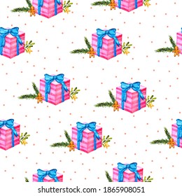 Fondo de patrón sin inconvenientes con caja de regalo de cinta de opciones