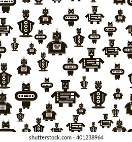 Seamless pattern. Background robots. Vector illustration