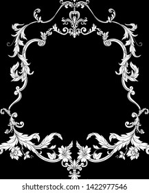 Seamless pattern, background In baroque, rococo, victorian, renaissance style. Trendy frolar vintage pattern.  Black and white graphics. Vector illustration.
