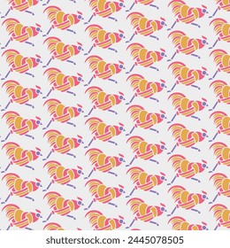 Seamless pattern background with roosters. cock and chicken.color rooster texture.