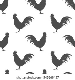 Seamless pattern background with roosters silhouette vector