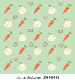 seamless pattern background with root veggies in vector