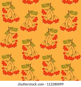 Seamless pattern background with rowanberrys and leafs