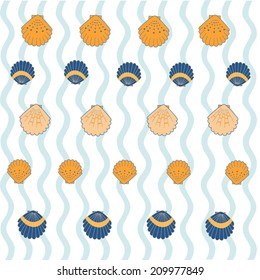 seamless pattern background with Sea Shells in vector