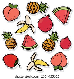 Seamless pattern background with set of fruit icons Vector